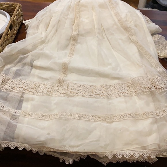 Vintage Prairie Wedding Dress Lace Cyreld Paris Parisian Handmade 40's-60's - Picture 8 of 17